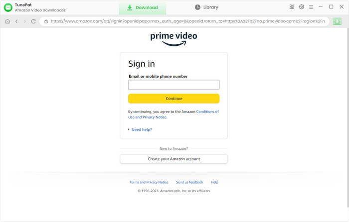 Sign in Amazon Prime Video on TunePat