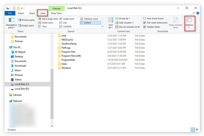 show hidden files on windows 10