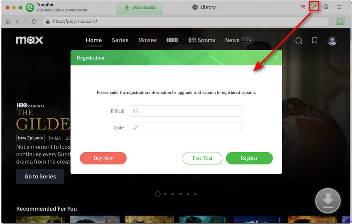 register TunePat HBOMax Video Downloader