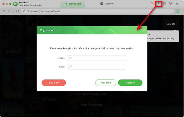 register TunePat Hulu Video Downloader Windows