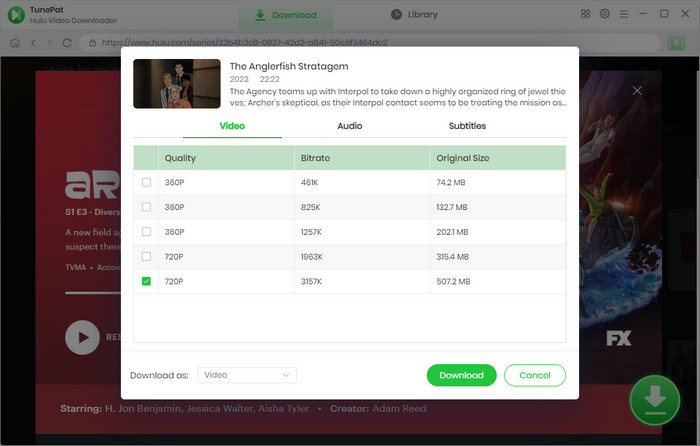 advanced download settings for Hulu videos