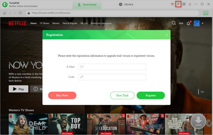 Register TunePat Netflix Video Downloader