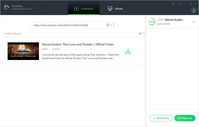 start to download youtube video