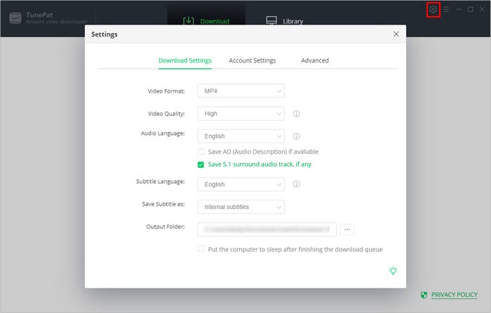 choose the output settings