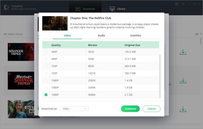 choose the advanced download settings 