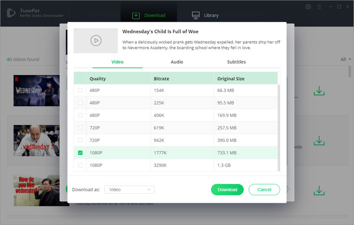 choose the advanced download settings 