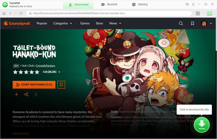 choose anime to download on crunchyroll